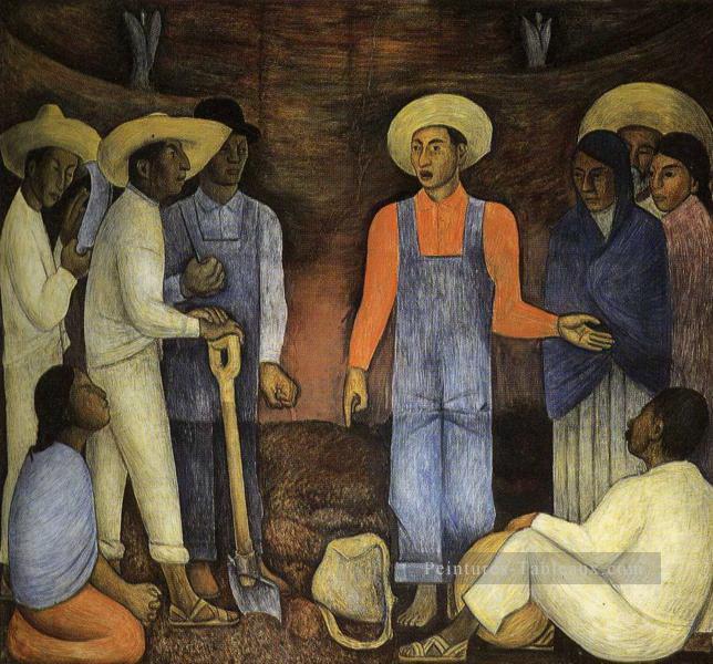 l’organisation du mouvement agraire 1926 Diego Rivera Peintures à l'huile